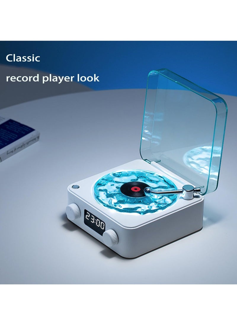 SYOSI - The Waves Vinyl Player, 2024 New Record Player Bluetooth, Wireless Vintage Vinyl Record Player, Portable CD Player, Bluetooth Speaker with Ambient Light for Bedroom, Office, Party (Color : White) - Image 1