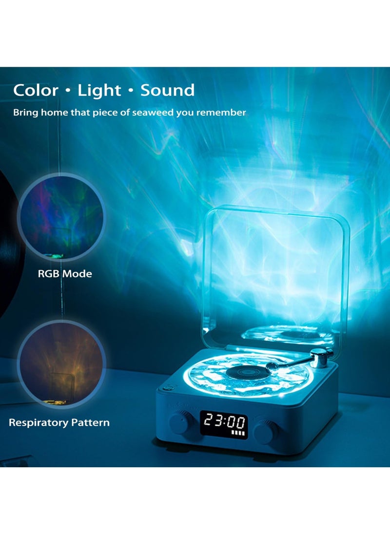 SYOSI - The Waves Vinyl Player, 2024 New Record Player Bluetooth, Wireless Vintage Vinyl Record Player, Portable CD Player, Bluetooth Speaker with Ambient Light for Bedroom, Office, Party (Color : White) - Image 1