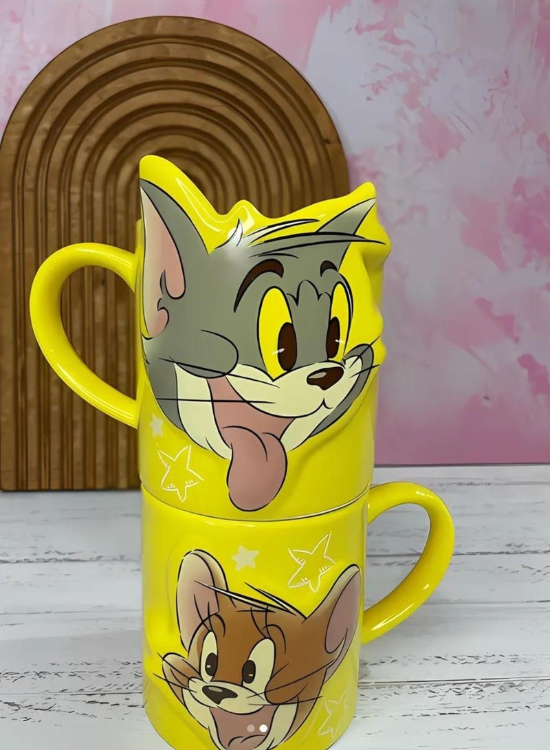 ديزني كوب قهوة سيراميك مكون من قطعتين للزوجين والطلاب والأصدقاء كوب ماء 350 مل (توم وجيري) - Image 4