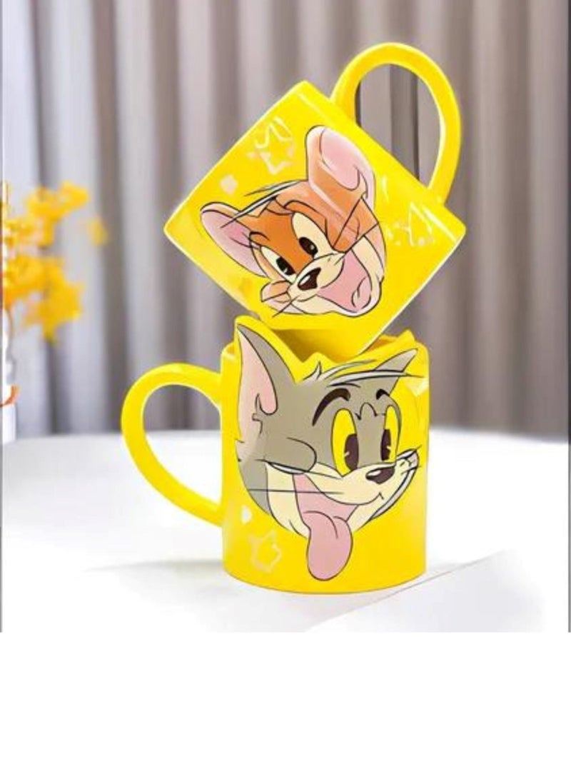 ديزني كوب قهوة سيراميك مكون من قطعتين للزوجين والطلاب والأصدقاء كوب ماء 350 مل (توم وجيري) - Image 2