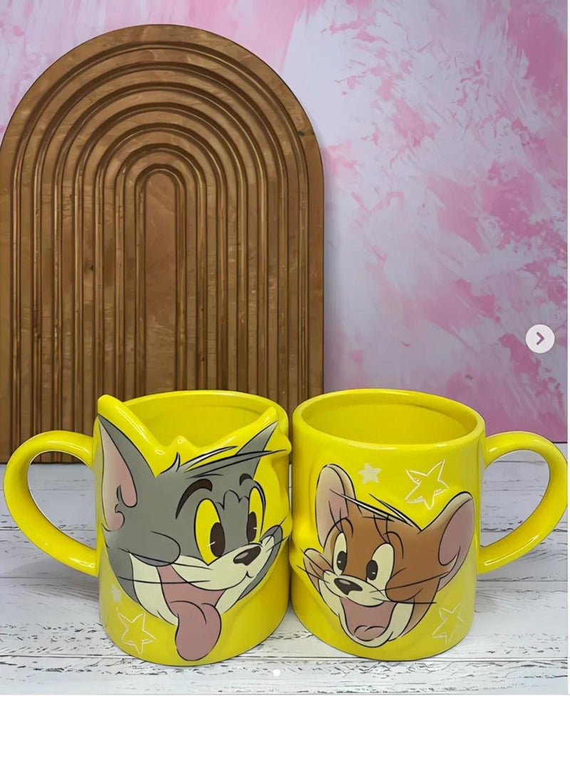 ديزني كوب قهوة سيراميك مكون من قطعتين للزوجين والطلاب والأصدقاء كوب ماء 350 مل (توم وجيري) - Image 3