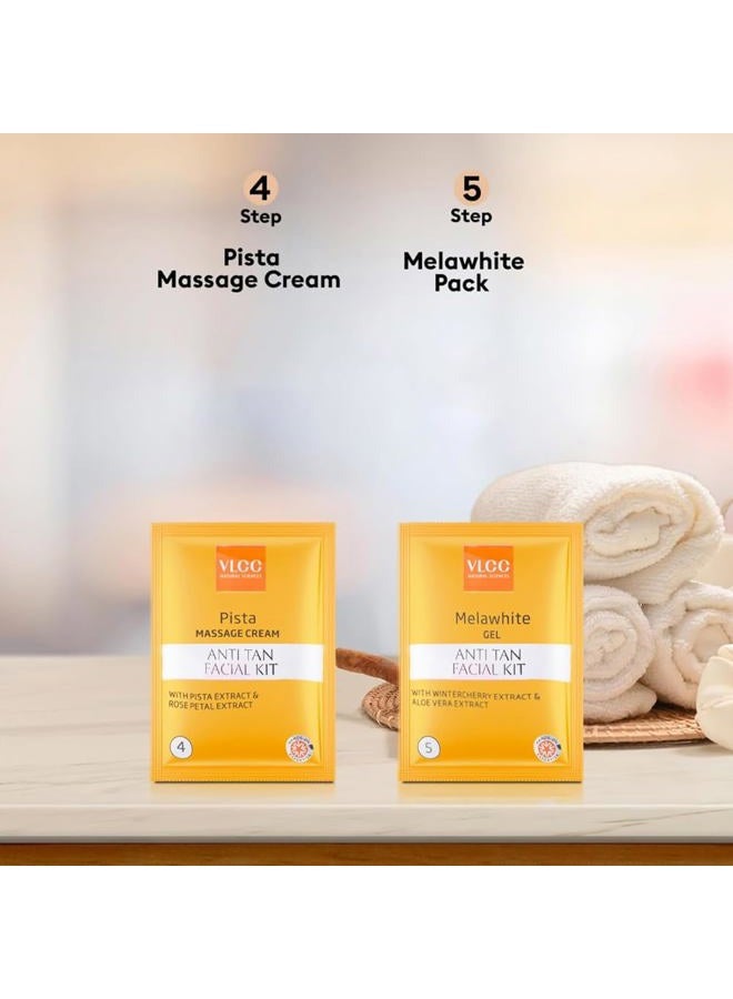 VLCC Natural Anti Tan Facial Kit - Multi Use (6 Facials)| Salon Like Facial at Home in Just 5-Steps | Includes Scrub, Gel, Powder, Massage Cream & Face Pack | 10.58 Oz/300 g - Image 3