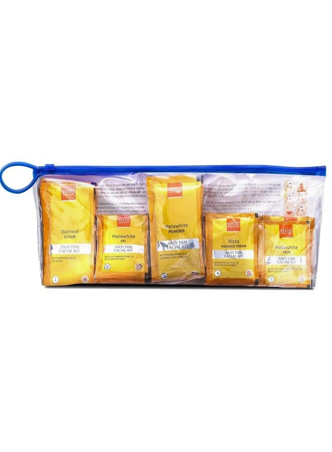 VLCC Natural Anti Tan Facial Kit - Multi Use (6 Facials)| Salon Like Facial at Home in Just 5-Steps | Includes Scrub, Gel, Powder, Massage Cream & Face Pack | 10.58 Oz/300 g - Image 1