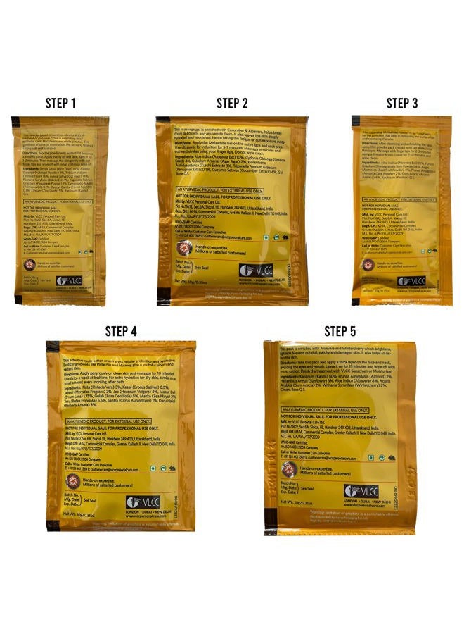 VLCC Natural Anti Tan Facial Kit - Multi Use (6 Facials)| Salon Like Facial at Home in Just 5-Steps | Includes Scrub, Gel, Powder, Massage Cream & Face Pack | 10.58 Oz/300 g - Image 2