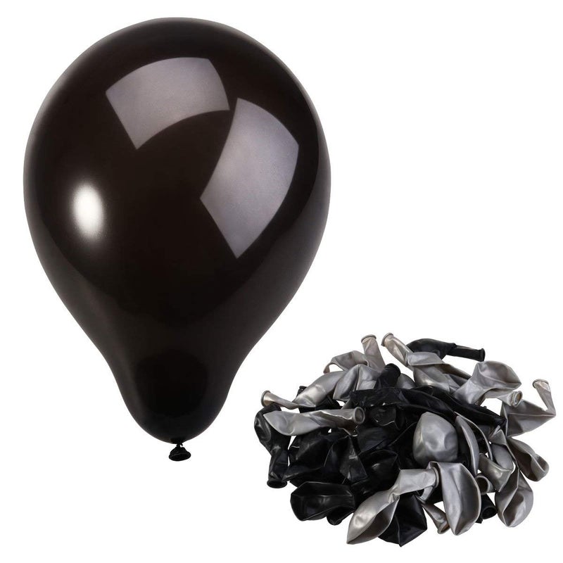 HK balloons Balloons for Birthday Decorations Metallic Silver and Black Pack of 300 - Image 5
