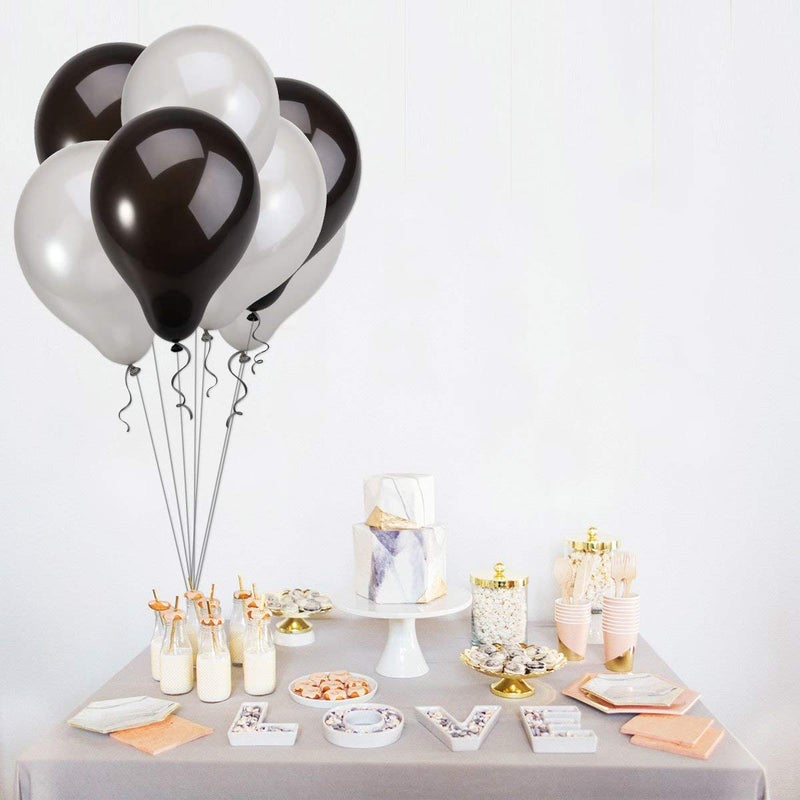HK balloons Balloons for Birthday Decorations Metallic Silver and Black Pack of 300 - Image 2