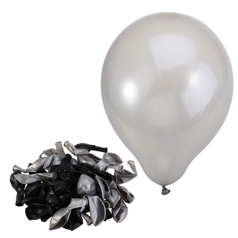 HK balloons Balloons for Birthday Decorations Metallic Silver and Black Pack of 300 - Image 4