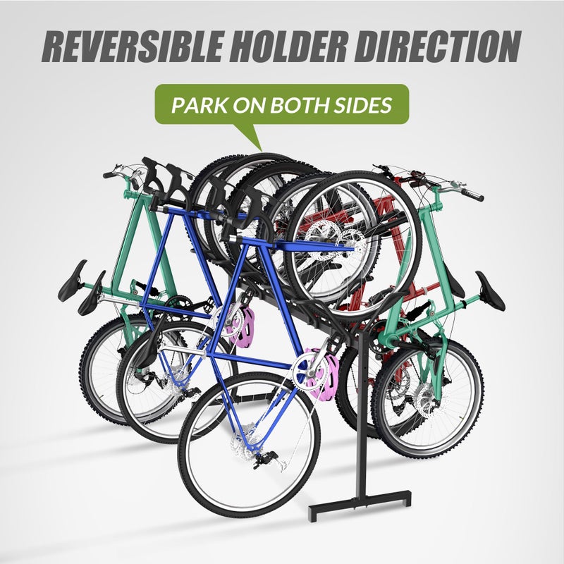 Sttoraboks 5 Bikes Floor Stand, Adjustable Bicycle Parking Rack with Hook for Garage, Indoor, Outdoor, Free Combination Bike Storage Cycle Rack for Mountain, Road and Kids Bikes, Max Tire Width 2.5â€ - Image 4