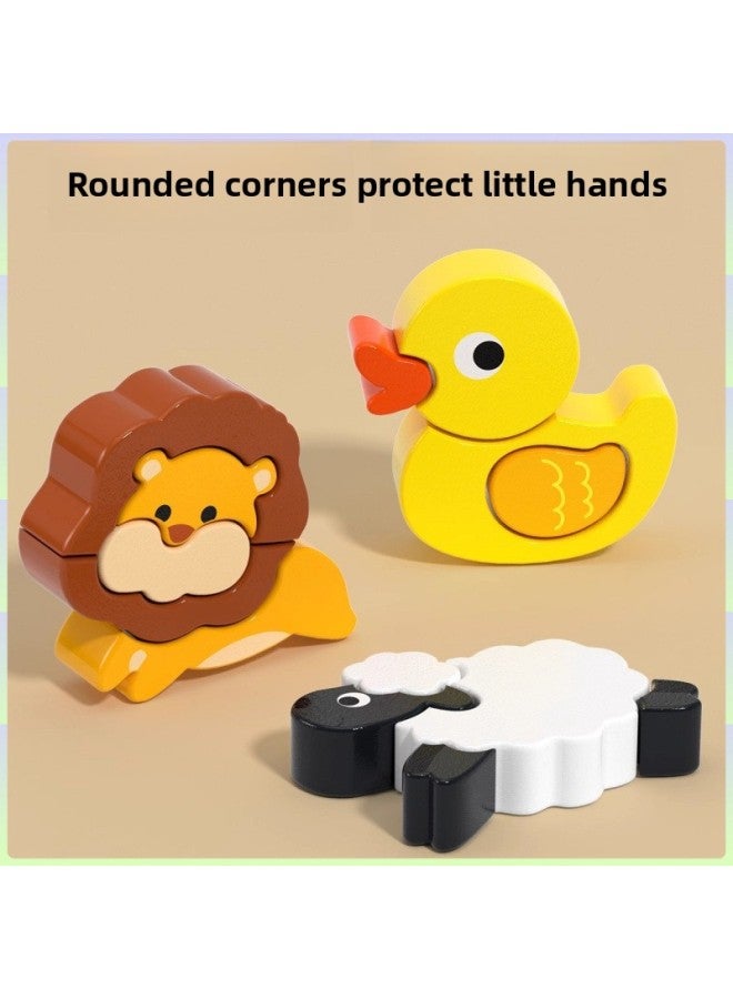 Loquat Puzzle For Young Children 2-year-old Baby 1.5-year-old To 3-year-old Animal Flat Figure 0 Boys' Female Early Education Building Blocks Wooden Toys-Color:【5 Styles】 Kitten + Puppy + Frog + Chick + Duck - Image 5