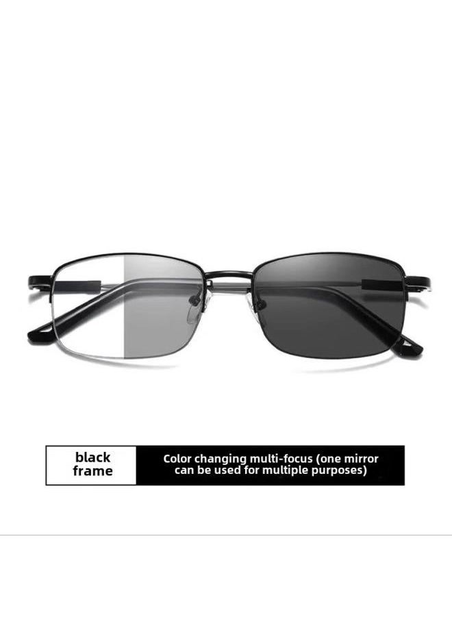 NIBEMINENT - Anti-blue Light Progressive Multi-focus Reading Glasses For Men And Women Hd Fashion High-end Middle-aged Elderly Color-changing Memory Super Elastic Temple - Image 1