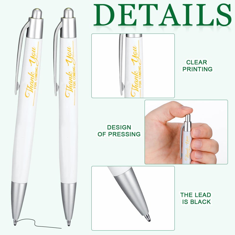Heigble 50 Set Wedding Thank You Gifts, Thank You Lip Balm Bulk Retractable Ballpoint Pen Appreciation Card Organza Drawstring Gift Bag Bridal Shower Gift for Guest Wedding Party(Eucalyptus Leaf) - Image 4