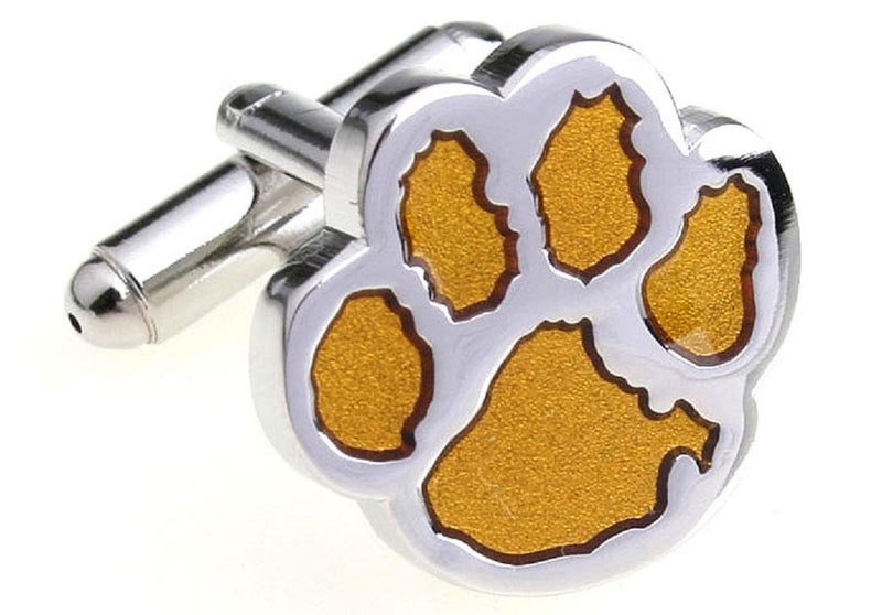 MRCUFF Cub Paw Print Bear Tiger Dog Big Cat Pair Cufflinks in a Presentation Gift Box & Polishing Cloth - Image 1
