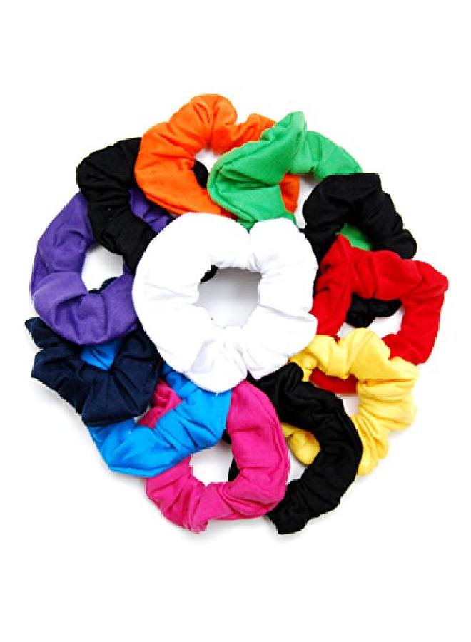 Luxxii 12 Pack 4 Inch Pretty Cotton Colorful Scrunchies Ponytail Holder Elastic Hair Bands - Image 2
