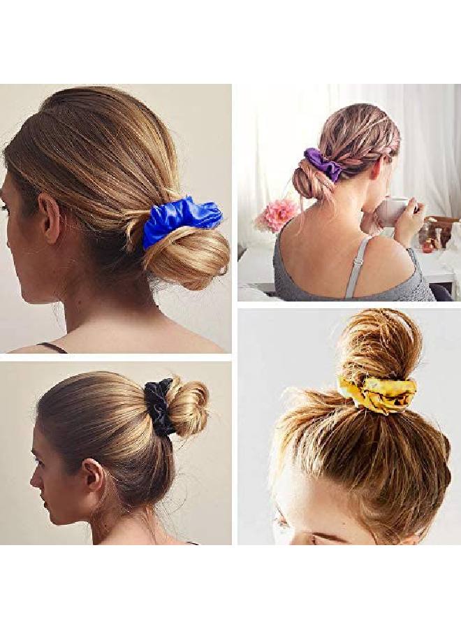 Luxxii 12 Pack 4 Inch Pretty Cotton Colorful Scrunchies Ponytail Holder Elastic Hair Bands - Image 4