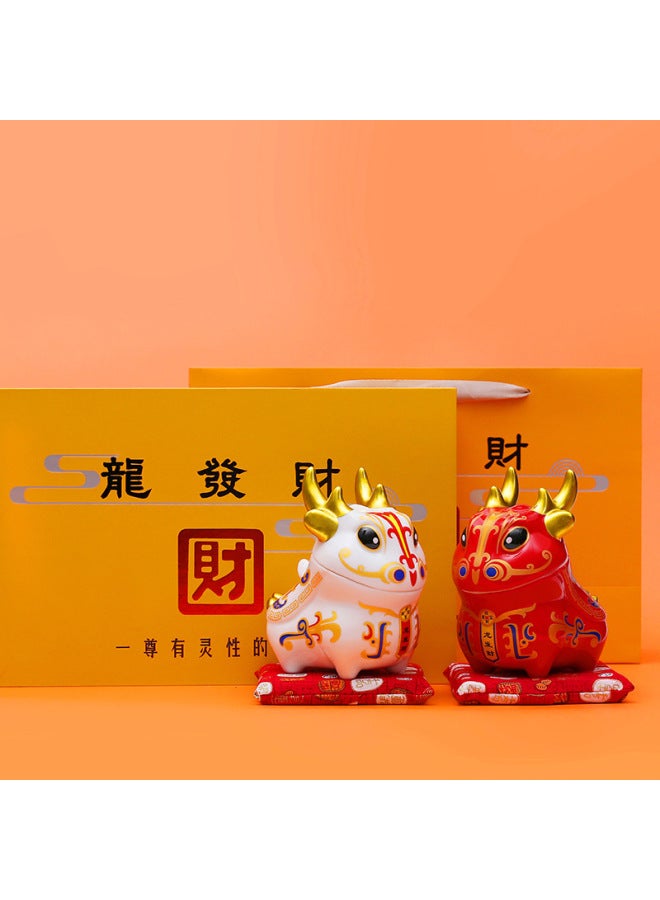 Dragon Fortune Creative National Tide Dragon Decoration Dragon Year Mascot Year Hand-made Decoration Gift Doll Gift-Color:Dragon Fortune Piggy Bank Suit Large Suit (15*9*15) - Image 5