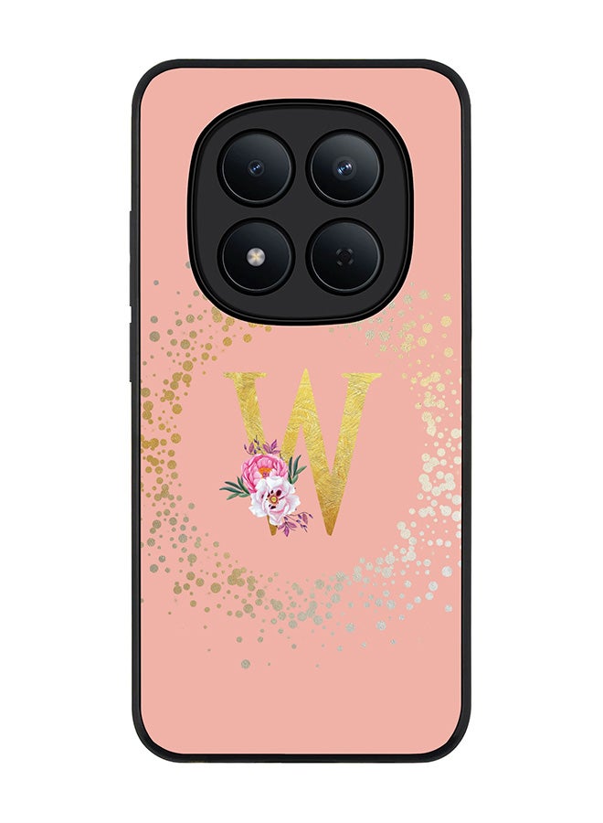 For Xiaomi Redmi Note 15 Pro 5G Case,Slim fit Camera Protection, Shockproof Thin Phone cover  - Custom Monogram Floral - W  (Rose Pink )