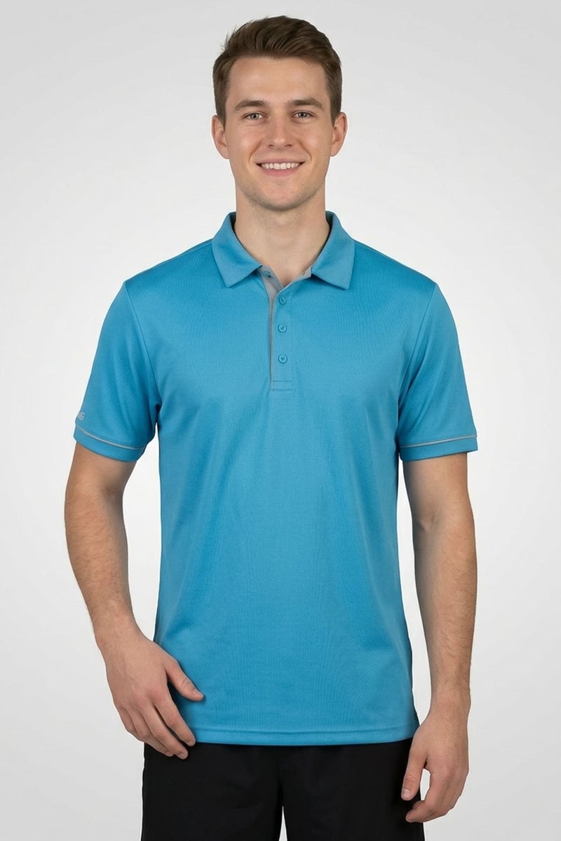 Ping Men Sportswear Fit Short Sleeve Outdoor Polo Shirt, Blue - Image 1