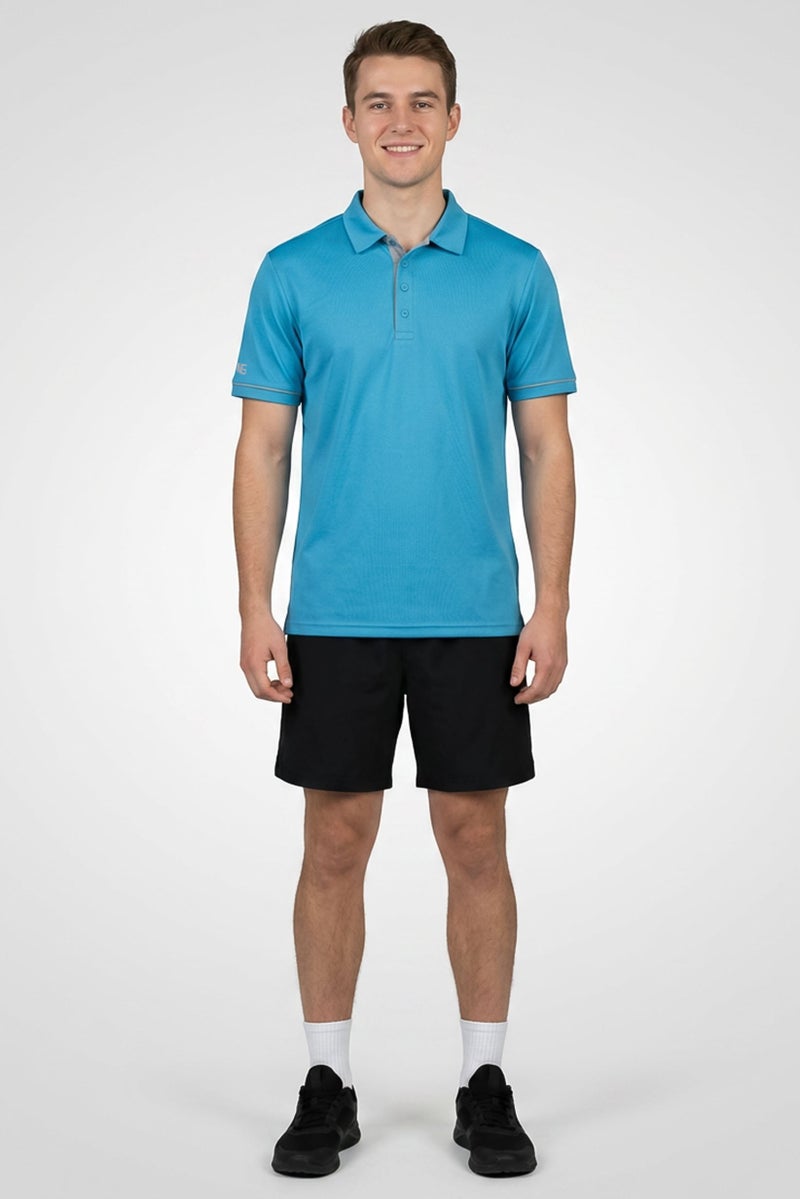 Ping Men Sportswear Fit Short Sleeve Outdoor Polo Shirt, Blue - Image 2