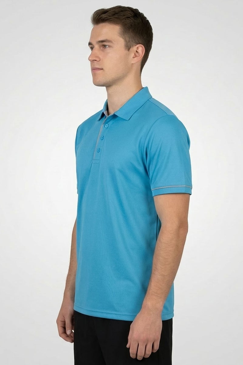 Ping Men Sportswear Fit Short Sleeve Outdoor Polo Shirt, Blue - Image 3