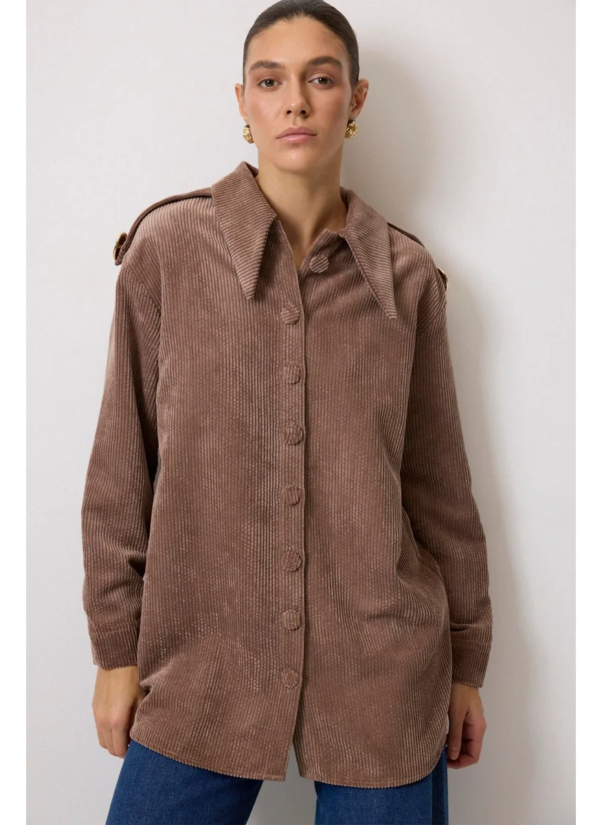 Touche Epaulette Detailed Corduroy Shirt