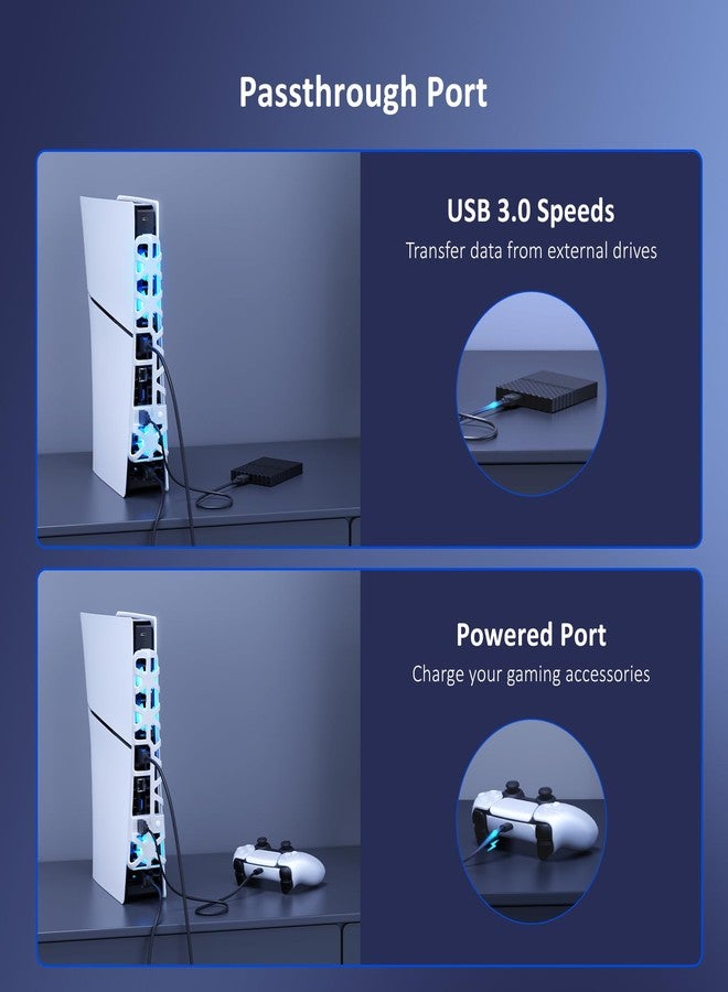 NexiGo PS5 Slim Silent Enhanced Cooling Fan with Adjustable Speed, Auto Power On/Off, with USB 3.0 Port, Efficient Cooling System for Both PS5 Slim Disc and Digital Editions (White) - Image 3