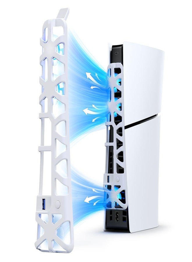 NexiGo PS5 Slim Silent Enhanced Cooling Fan with Adjustable Speed, Auto Power On/Off, with USB 3.0 Port, Efficient Cooling System for Both PS5 Slim Disc and Digital Editions (White) - Image 1