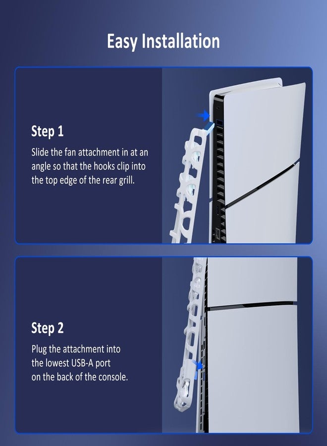 NexiGo PS5 Slim Silent Enhanced Cooling Fan with Adjustable Speed, Auto Power On/Off, with USB 3.0 Port, Efficient Cooling System for Both PS5 Slim Disc and Digital Editions (White) - Image 5