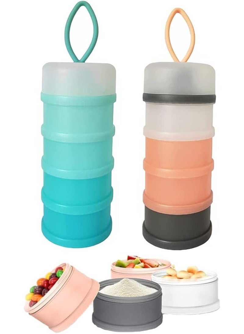 2 Pack Baby Formula Dispenser, Portable Milk Powder Dispenser Container, Baby Feeding Storage Container for Travel, Non-Spill Stackable Baby Snack Storage Container, BPA Free, 4 Compartments - Image 1