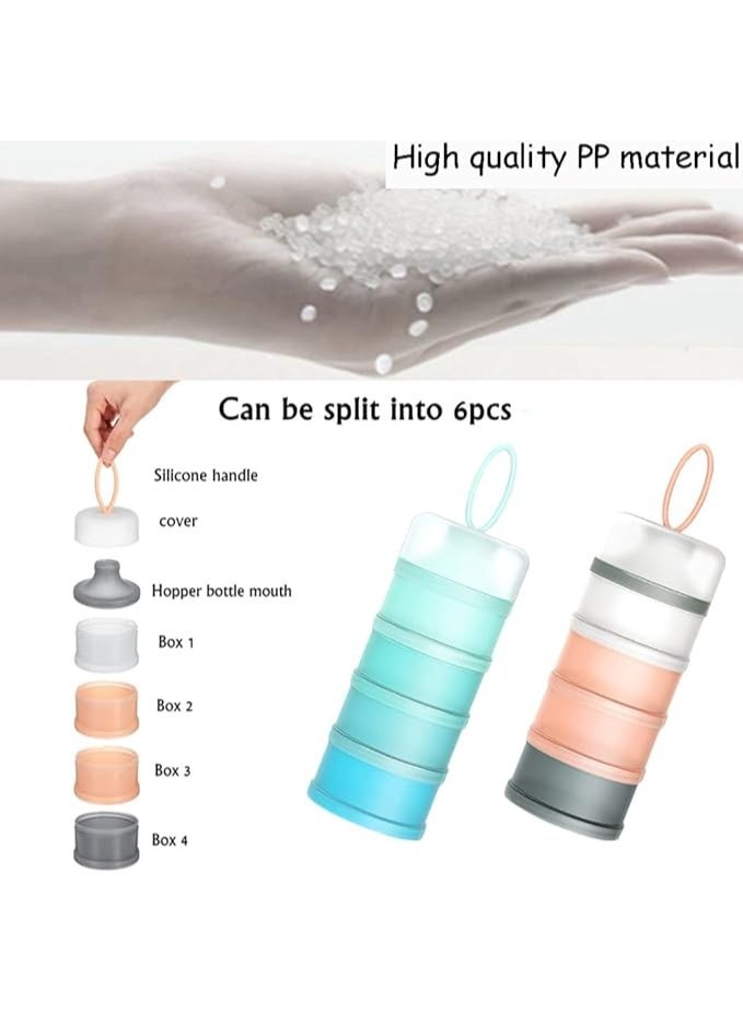 2 Pack Baby Formula Dispenser, Portable Milk Powder Dispenser Container, Baby Feeding Storage Container for Travel, Non-Spill Stackable Baby Snack Storage Container, BPA Free, 4 Compartments - Image 2