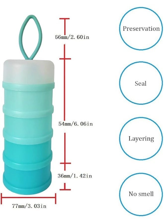 2 Pack Baby Formula Dispenser, Portable Milk Powder Dispenser Container, Baby Feeding Storage Container for Travel, Non-Spill Stackable Baby Snack Storage Container, BPA Free, 4 Compartments - Image 3