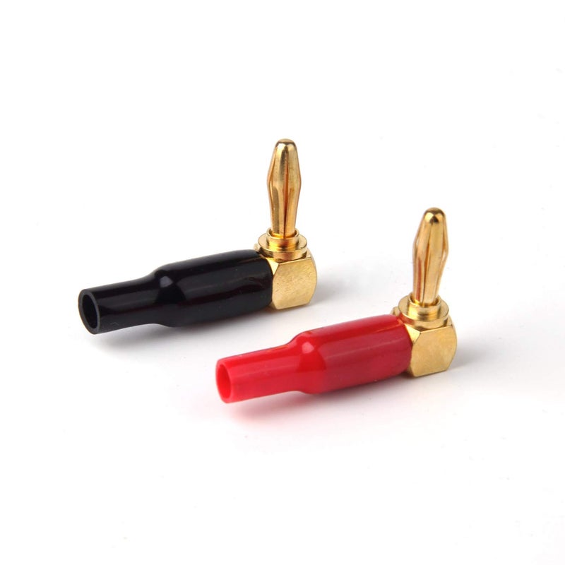 HRLORKC HRLORKC 10pcs Right Angle Speaker Plugs 4mm/0.16" 90 Degree Speaker Connector Right Angle Banana Plugs for Speaker Wire (Red and Black)  - Image 5