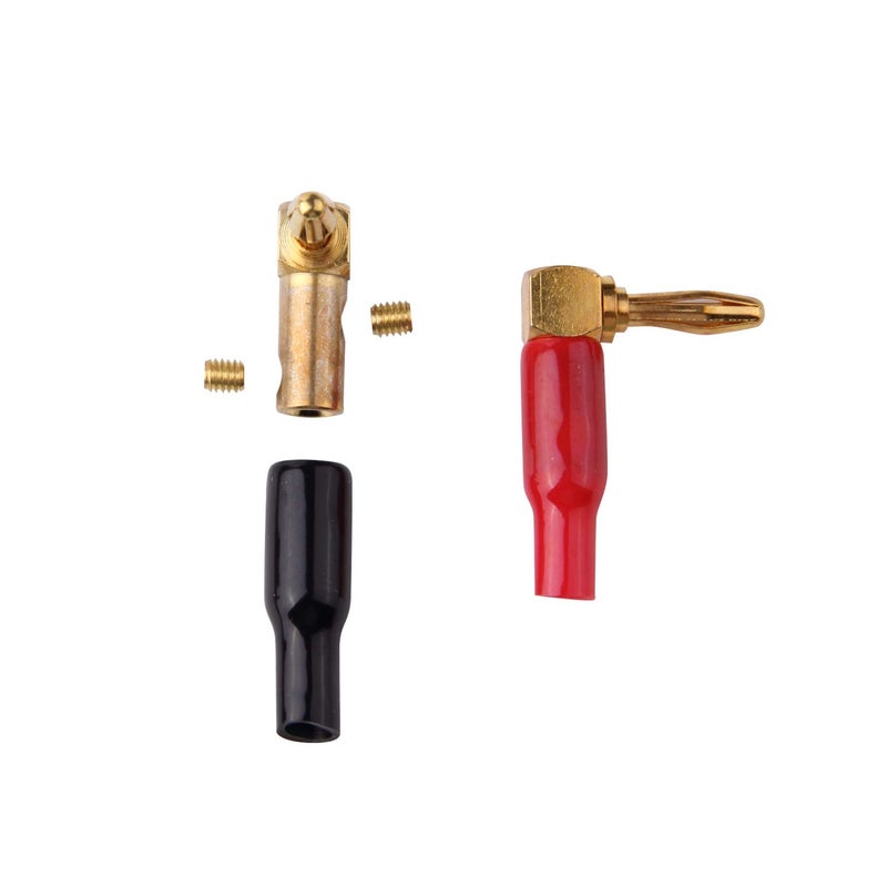 HRLORKC HRLORKC 10pcs Right Angle Speaker Plugs 4mm/0.16" 90 Degree Speaker Connector Right Angle Banana Plugs for Speaker Wire (Red and Black)  - Image 3