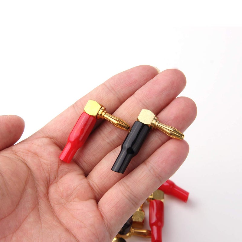 HRLORKC HRLORKC 10pcs Right Angle Speaker Plugs 4mm/0.16" 90 Degree Speaker Connector Right Angle Banana Plugs for Speaker Wire (Red and Black)  - Image 4