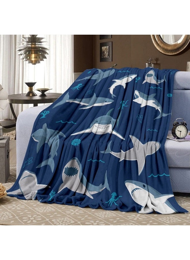 Biapian Shark Blanket, Baby Shark Blanket for Boys, Soft Warm Lightweight Fleece Blanket for Kids, Blue Shark Throw Blanket Gift for Shark Lovers Decor for Bedroom Sofa Couch All Seasons (50"x60")  - Image 4