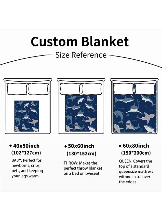 Biapian Shark Blanket, Baby Shark Blanket for Boys, Soft Warm Lightweight Fleece Blanket for Kids, Blue Shark Throw Blanket Gift for Shark Lovers Decor for Bedroom Sofa Couch All Seasons (50"x60")  - Image 2