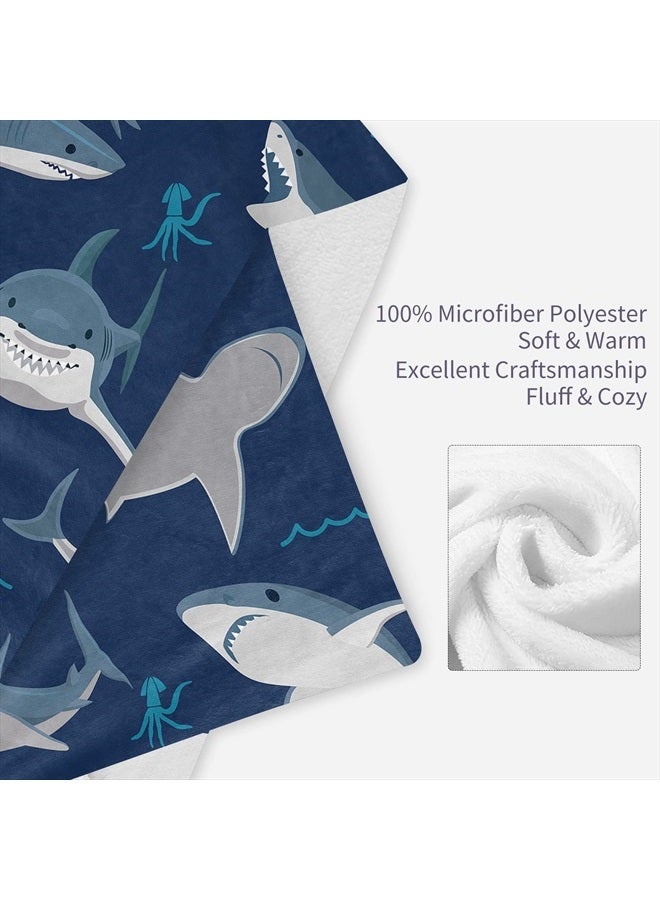 Biapian Shark Blanket, Baby Shark Blanket for Boys, Soft Warm Lightweight Fleece Blanket for Kids, Blue Shark Throw Blanket Gift for Shark Lovers Decor for Bedroom Sofa Couch All Seasons (50"x60")  - Image 3