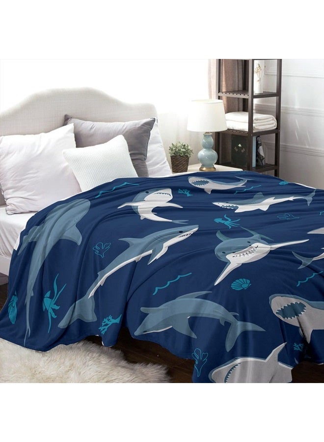 Biapian Shark Blanket, Baby Shark Blanket for Boys, Soft Warm Lightweight Fleece Blanket for Kids, Blue Shark Throw Blanket Gift for Shark Lovers Decor for Bedroom Sofa Couch All Seasons (50"x60")  - Image 5