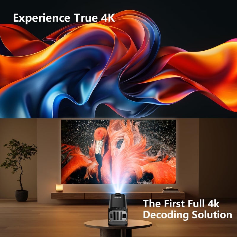 جهاز عرض صغير ذكي منزلي بدقة 4K، جهاز عرض محمول يعمل بنظام أندرويد مع تطبيقات مدمجة، واي فاي 6 بلوتوث 5.4، تصحيح تلقائي للانحراف، إسقاط قصير، دوران 270 درجة، جهاز عرض خارجي محمول HY320 (أسود) - Image 4