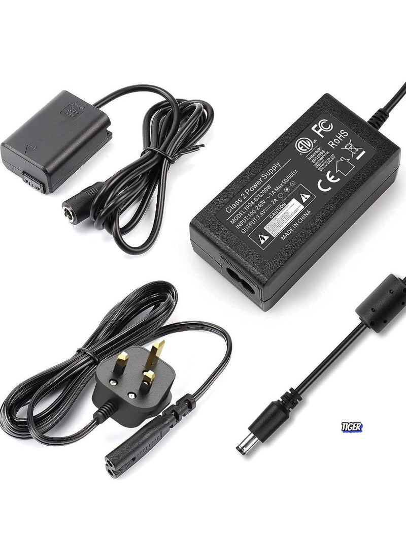TIGER AC PW20 Power Supply Adapter & NP-FW50 Dummy Battery Kit for Sony Alpha Cameras – Compatible with A6500, A6400, A6300, A6100, A6000, A5100, A7 Series, RX10, ZV-E10 – Continuous Power for Photography and Videography - Image 1