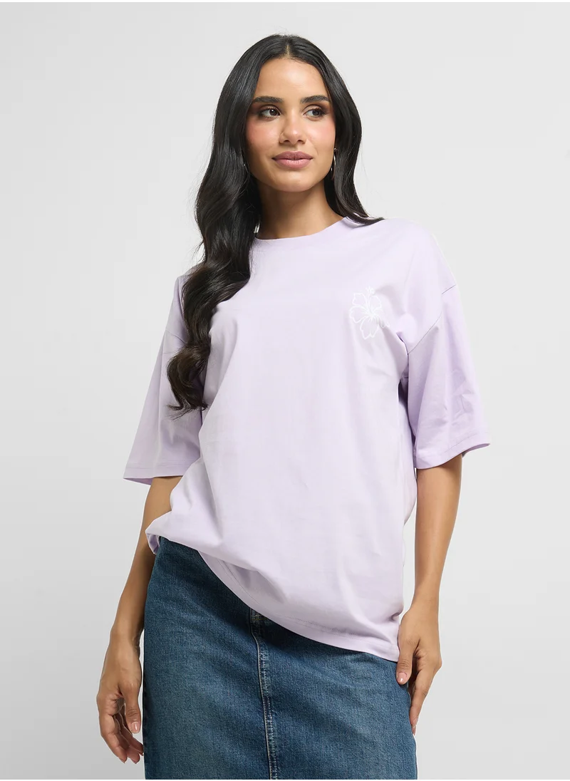 جينجر Oversize Back Print Graphic T-Shirt