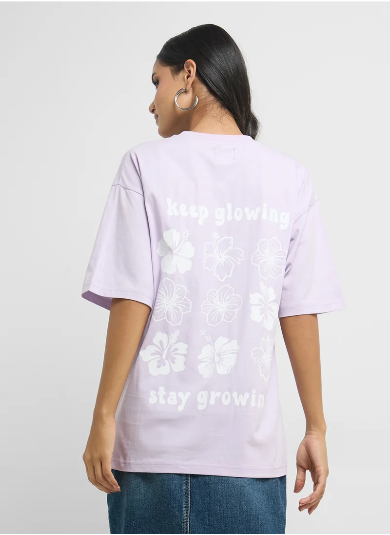 جينجر Oversize Back Print Graphic T-Shirt