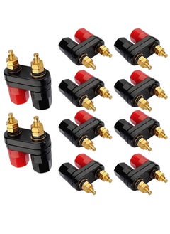 SYOSI 10 أزواج من دعامات مكبر الصوت لتعزيز الطاقة بمقبس مزدوج 2-way بمقبس موزع 4mm للتركيب على اللوحة باللونين الأسود والأحمر  - Image 1