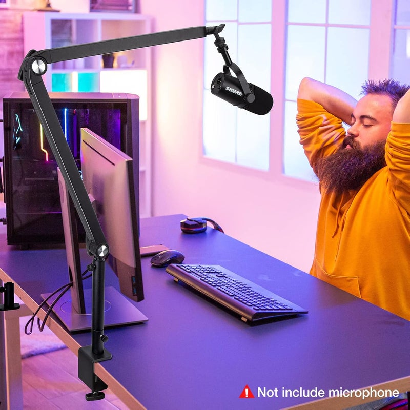SUNMON Blue Yeti Boom Arm with Extension Tube - Mic Boom Arm Compatible with Blue Yeti, Adjustable Boom Height Microphone Stand for HyperX QuadCast, Shure MV7, Rode, and Most Gaming Mic By - Image 5