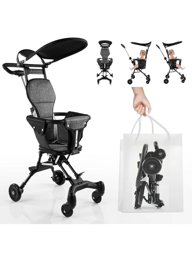 U HOOME Baby Stroller, Portable Travel Stroller for Airplane with Mini Umbrella, Lightweight and Compact Stroller with 360° Two-Way Rotational Seat, Coast Rider Stroller with One Hand Easy Fold (Grey)