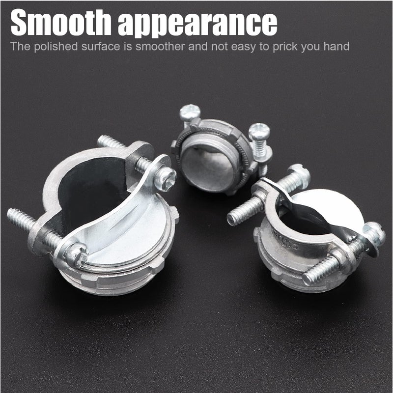 Fuzbaxy 20Pcs 1/2 "" 3/4 "" 1  Clamp Type Cable Connectors Assortment Kit-Silver-Zinc - Image 4