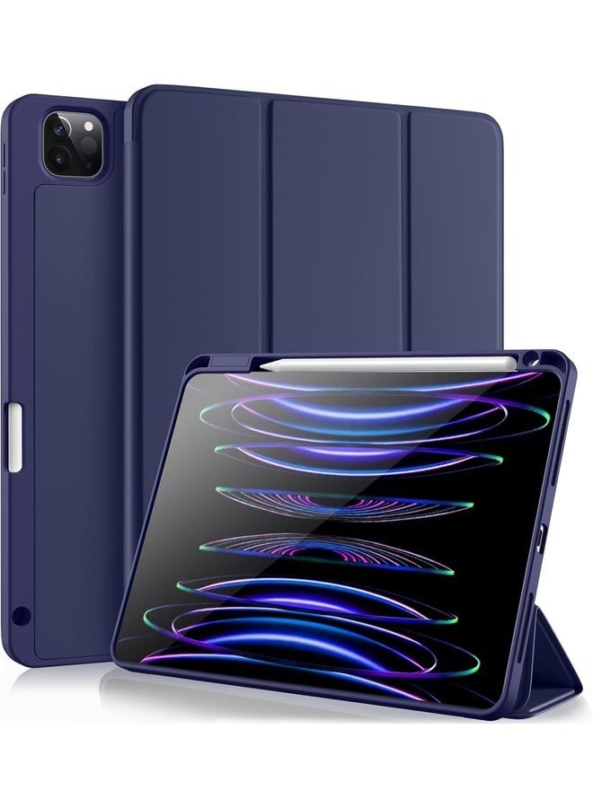 2024 iPad Pro 13 Inch Smart Case with Pencil Holder – Blue, Touch ID Support & Auto Wake/Sleep Function - Image 1