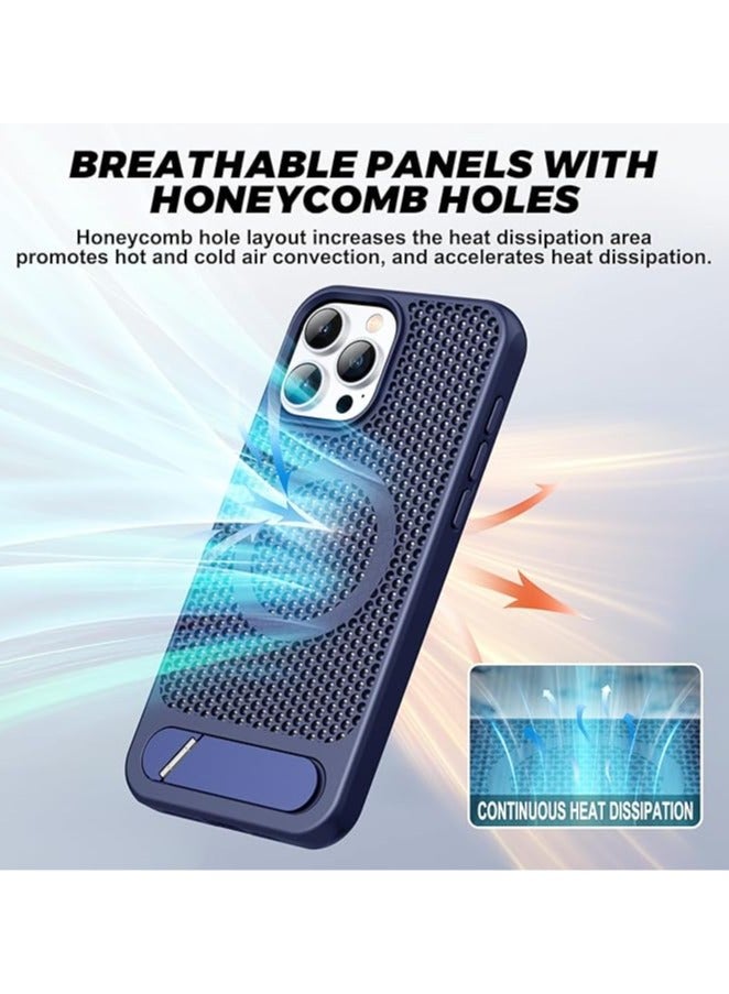 Compatible with Magnetic Heat Dissipatio case for iPhone 12 Pro Max, Coolingf Drop Protection, Adjustable Kickstand case, Ice Armour Cool Matte Material (Blue)  - Image 2