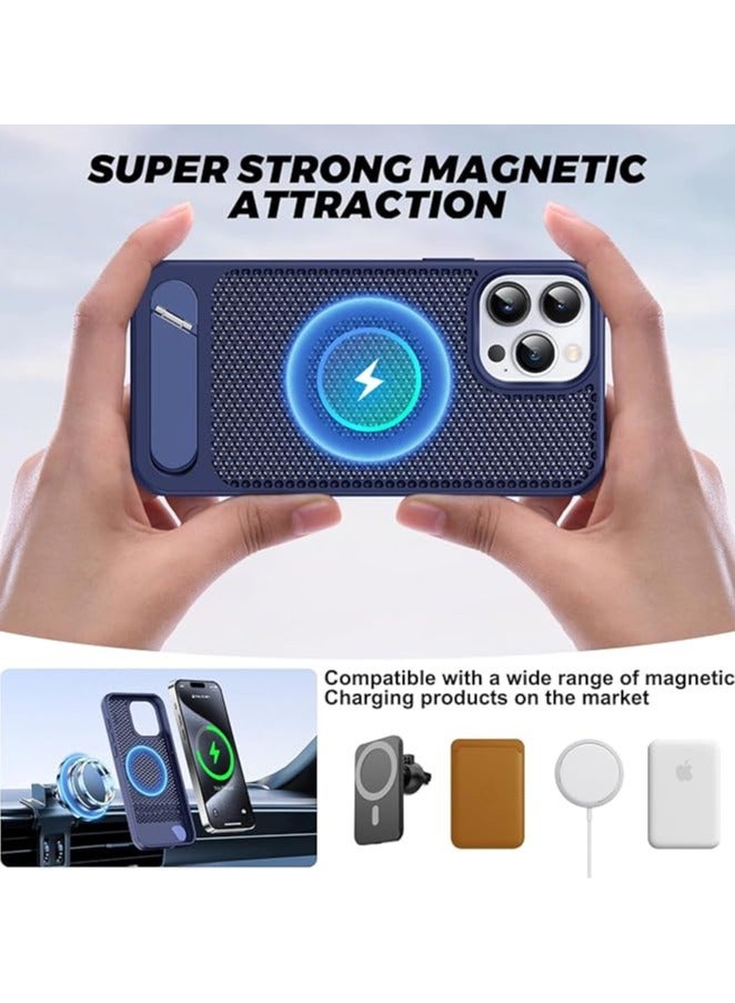Compatible with Magnetic Heat Dissipatio case for iPhone 12 Pro Max, Coolingf Drop Protection, Adjustable Kickstand case, Ice Armour Cool Matte Material (Blue)  - Image 4
