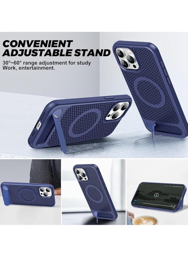 Compatible with Magnetic Heat Dissipatio case for iPhone 12 Pro Max, Coolingf Drop Protection, Adjustable Kickstand case, Ice Armour Cool Matte Material (Blue)  - Image 3