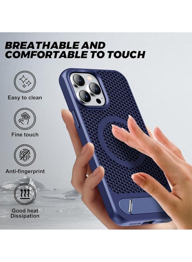 Compatible with Magnetic Heat Dissipatio case for iPhone 12 Pro Max, Coolingf Drop Protection, Adjustable Kickstand case, Ice Armour Cool Matte Material (Blue)  - Image 5
